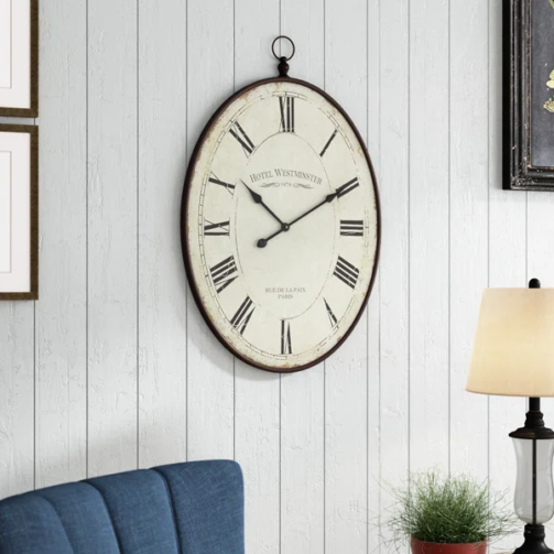 Ines+Metal+Oval+Farmhouse+Wall+Clock